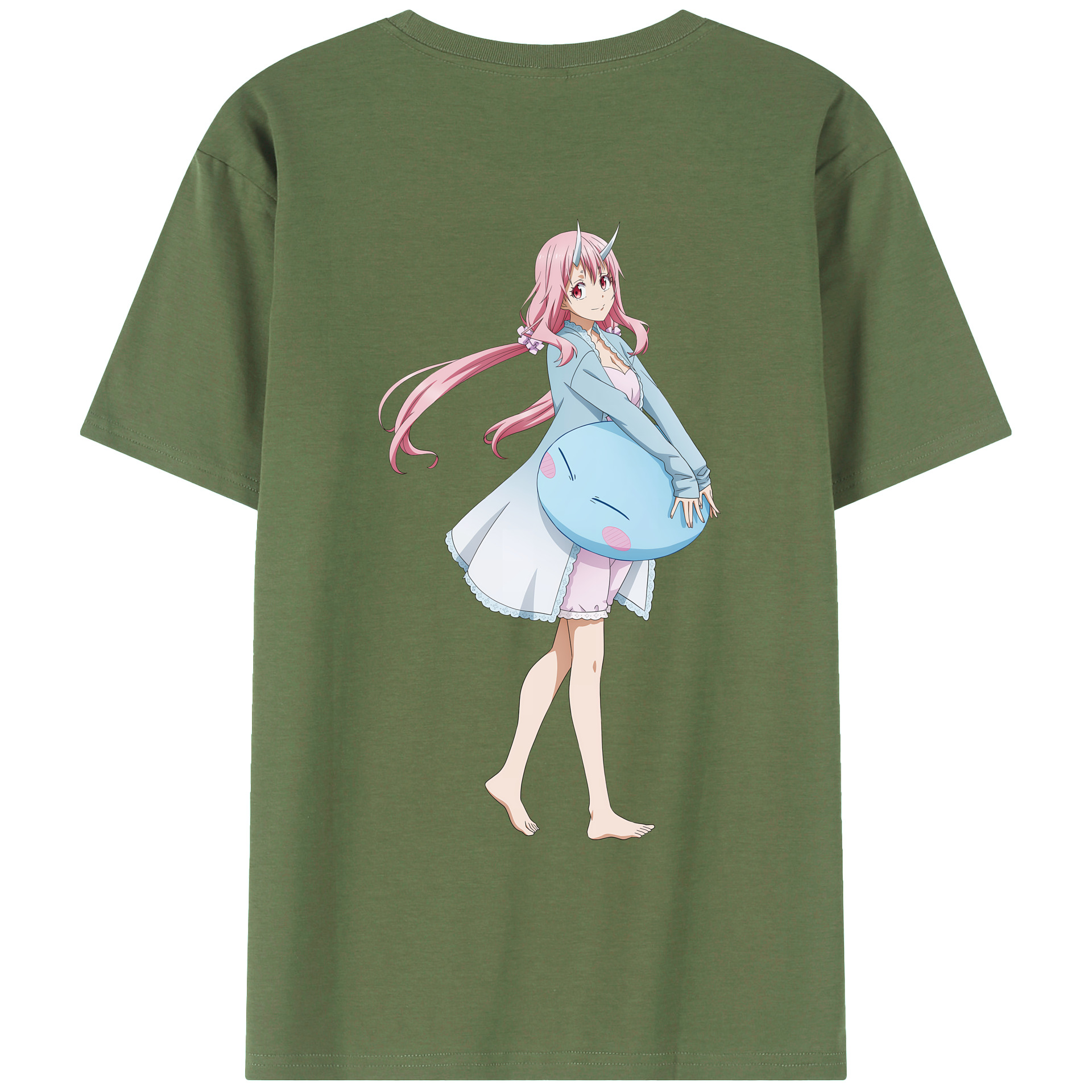 （画像用） 転スラ Regarding Reincarnated to Slime 綿100％ メンズ半袖Tシャツ（バックプリント） 通気性